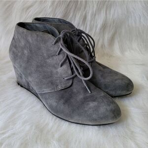 Vionic Becca Grey Suede Wedge Ankle Boots Size 10